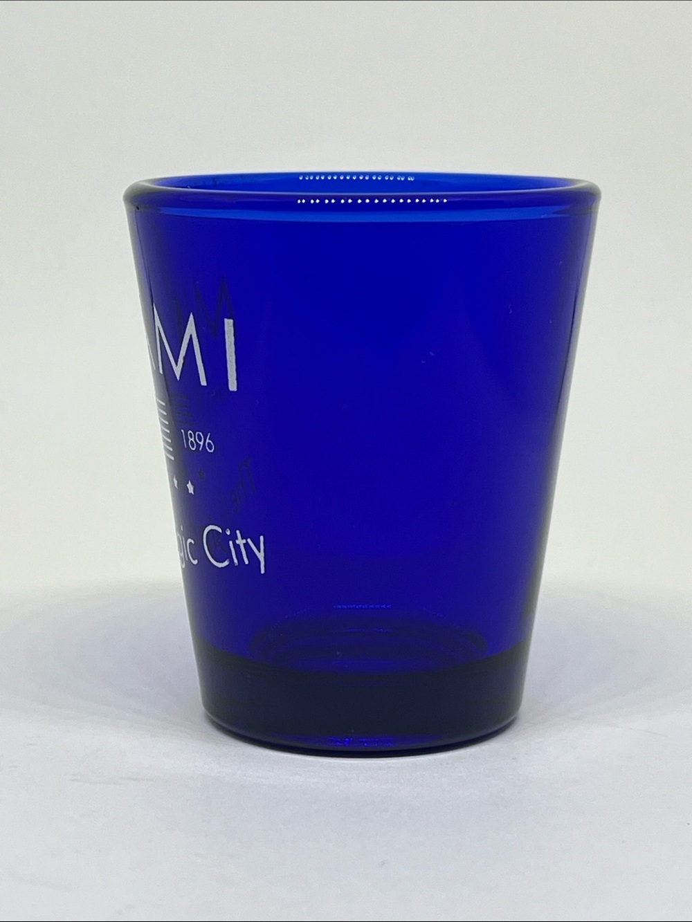 Miami Cobalt Blue Shot Glass with White Print - Picture 4 of 4